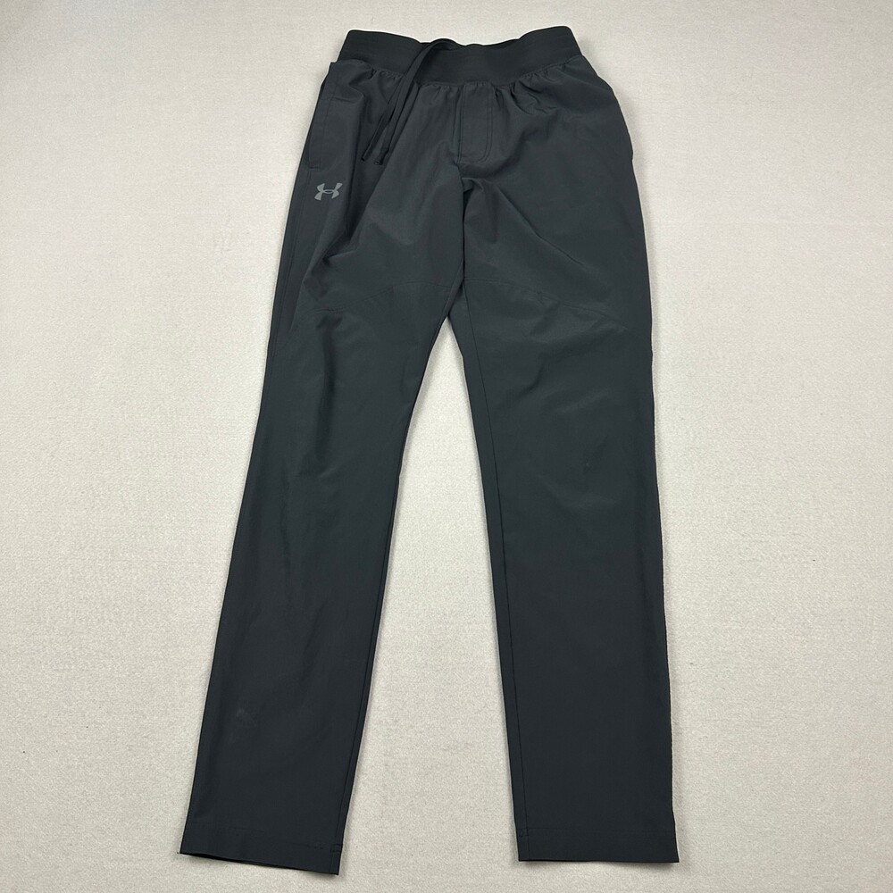 Under Armour Pants Men Small Black Solid Fitted Utility Straight Leg S *